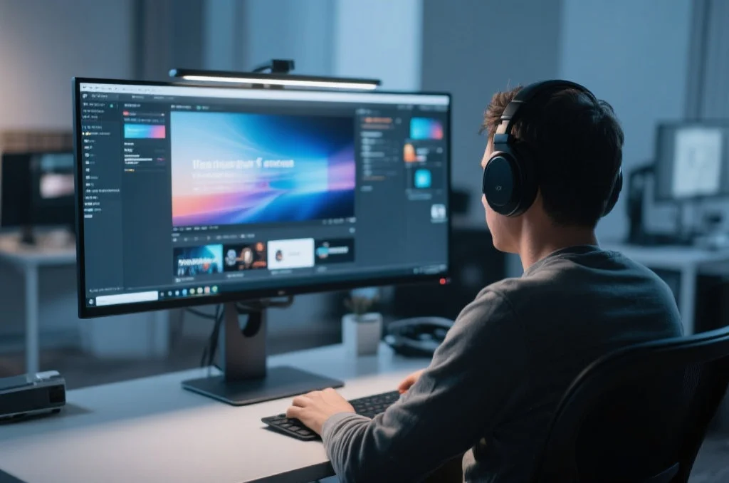 用户在桌面电脑上享受盛世的沉浸式娱乐体验